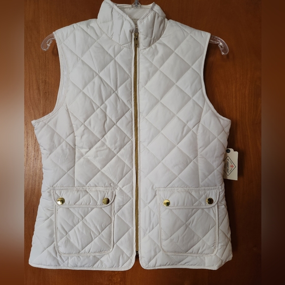 NWT  ST. JOHN'S BAY Ivory Puffer Vest Size Small - Picture 2 of 8